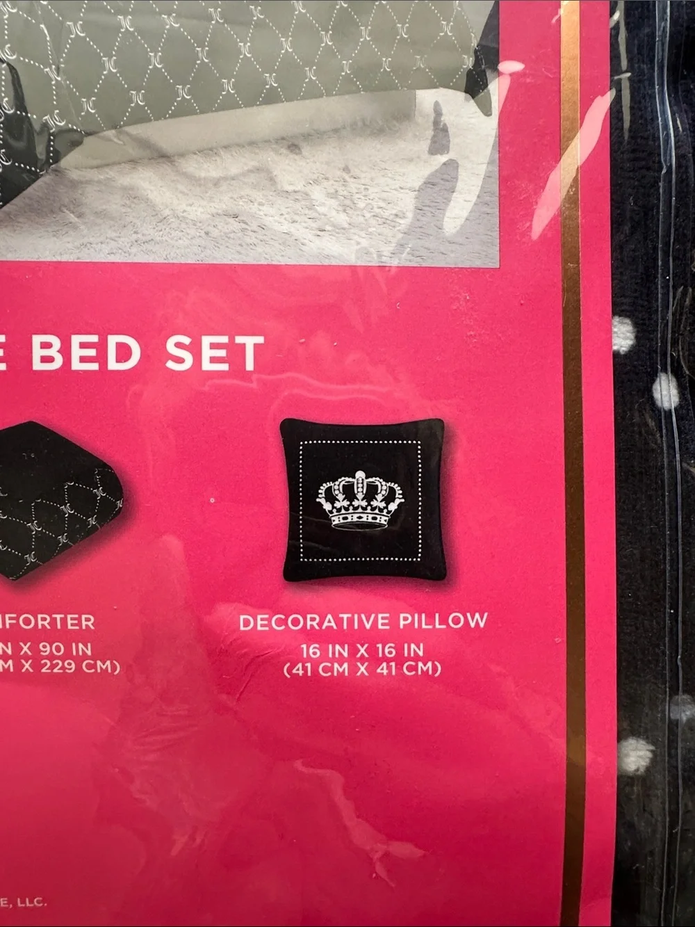 Juicy Couture Black and White Fuzzy Comforter Set